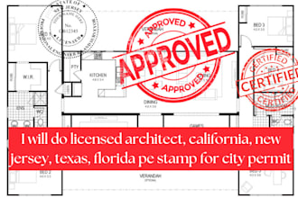do licensed architect, california, vermont virginia pe stamp for city permit