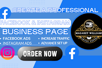 set up professional facebook and instagram business page, do fb ads