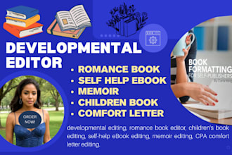 development edit romance children book self help ebook memoir cpa comfort letter