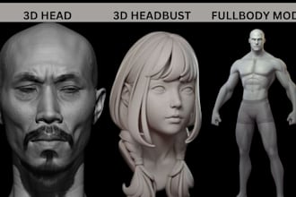 do 3d realistic head face head bust model for printing