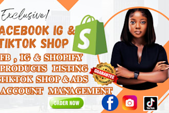 setup facebook shop ig ads  tiktok shop, shopify dropshipping marketing