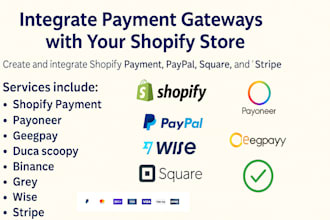 create and integrate shopify payment paypal square stripe