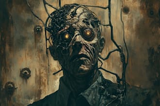 draw a terrifying horror character art illustration