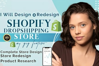 build automated shopify dropshipping store, design redesign shopify website