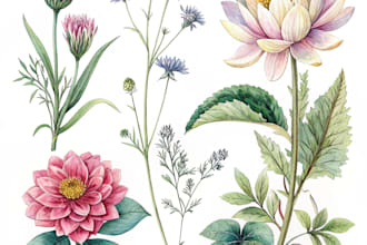 watercolor botanical illustrations of flowers