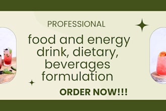 do food and energy drink formulation, dietary, beverages