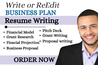 pitch deck design, rewrite grant proposal startup business plan writing