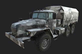 model 3d realistic truck, military van concept, armored tank, stl for printing
