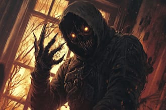 make a fantasy horror art illustration or dark creepy