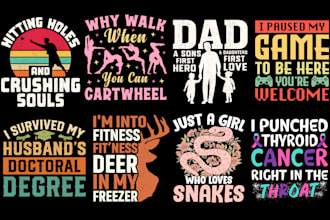 do custom bulk typography, trendy, event, funny, niche specific t shirt designs