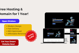 design your website with free hosting and domain for 1 year