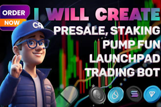 build token, presale, launchpad, pump fun, trading volume bot, staking dapp, dex