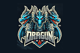 do awesome three head dragon mascot logo with any file format
