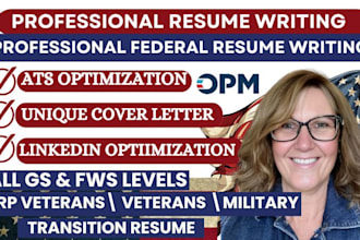 write professional resume writing, cover letter, linkedin, ats federal resume