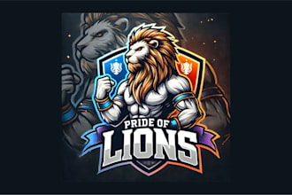do awesome pride of lions mascot logo with any file format