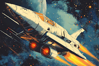 do design sci fi art and spaceship illustration design
