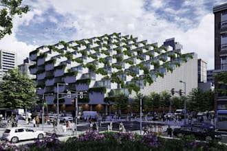 skyscraper design, commercial exterior design, landscape, floor plan, minecraft
