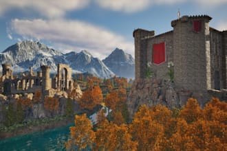 open world game environment design, custom 3d environment, game world design ue4