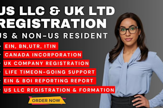 do US llc registration, UK ltd, canadian incorporation, ein number boi report
