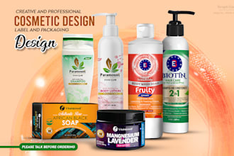 do cosmetic cream labels and skin care soap, box and packaging design