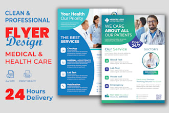 design a medical, dental, healthcare, home care, pharmacy flyer or brochure