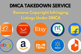 dmca,trademark infringement removal expert for ecommerce stores and brands logo