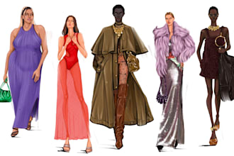 draw a fashion illustration or sketch of a figure in clothes
