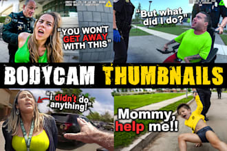 design amazing bodycam thumbnails, true crime thumbnails