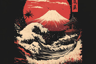create japanese anime manga art for tshirt design
