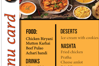 make menu card very nicely and on low budged