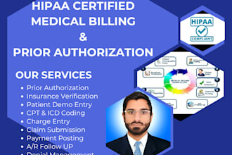 hipaa certified medical billing, prior authorization, ar, rcm and reporting