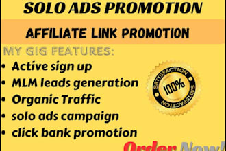 solo ads promotion, affiliate link marketing, lead sign up, blast campaigns