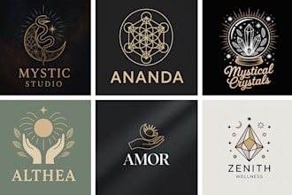 design mystical tarot and zodiac spiritual logo