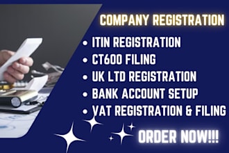 help with itin ct600 filing, UK USA ltd registration, bank setup and itin 8a ein