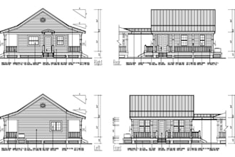 draft autocad 2d architectural floor plan drawing, elevation
