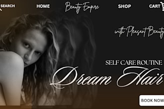 build skincare shopify beauty store, cosmetics, spa, hair extension website
