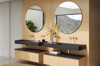 remodel luxurious bathroom, render cgi bath tub,  sink, dwc, hand wash design