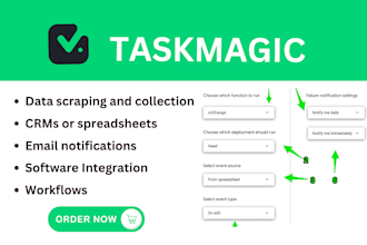 setup automation workflow with taskmagic google sheet expert