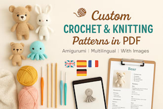 create patterns in different language, knitting crochet pattern amigurumi toys