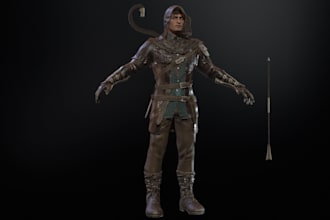 best 3d game character modelling, retopology, pbr texture, rigging, 3d animation
