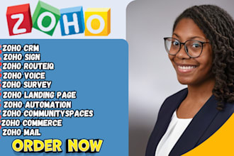 zoho CRM,zoho sign, zoho routeiq, voice, website automation,zoho commerce,survey