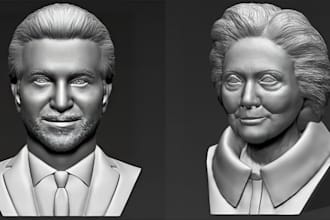 sculpt 3d head model, 3d bust, 3d metahuman, 3d portrait, 3d face for 3d print