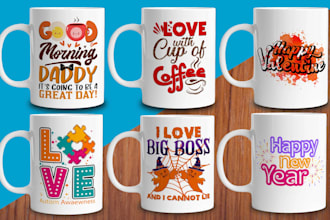 create a custom coffee mug design or coffee cup design