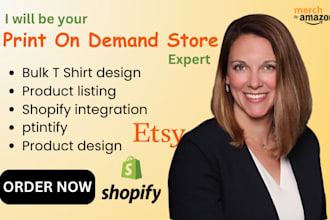 do bulk t shirt design, print on demand shopify store with printify amazon merch