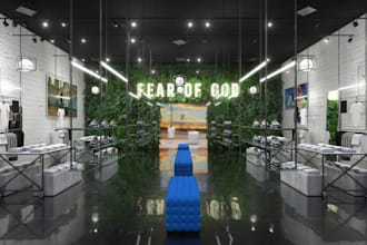 renovate luxury clothing store, shopping mall, retail store front, grocery store