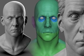 sculpt likeness 3d portrait, head, face model helmet mask character 3d printing