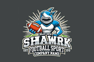 design a fierce shark football mascot logo for your team or brand