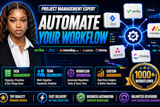 setup wrike jira monday asana clickup task management workflow automation expert