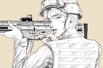 create you pen drawing sketch style illustration