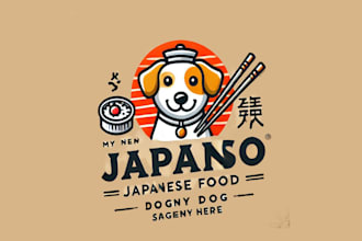 design japanese food dog logo with satisfaction guaranteed